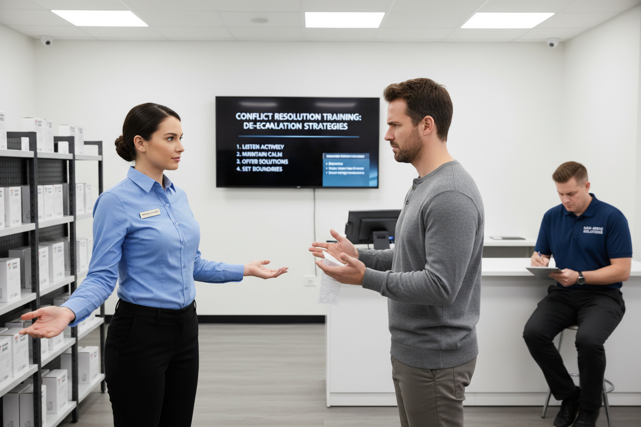 Haastavan tai uhkaavan asiakkaan kohtaaminen. Koulutustilanne. 